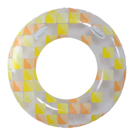 47&#x22; Yellow &#x26; Orange Mosaic Inflatable Pool Ring Float